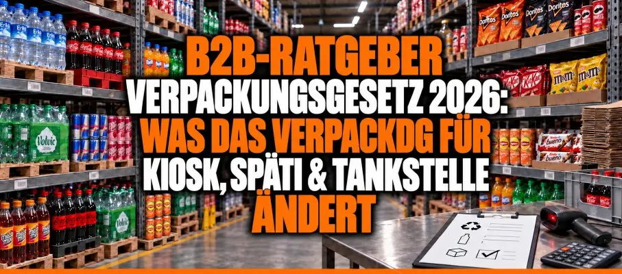 Verpackungsgesetz 2026: Was das VerpackDG für Kiosk, Späti und Tankstelle ändert - Verpackungsgesetz 2026: Pflichten für Händler | OEZSWEETS